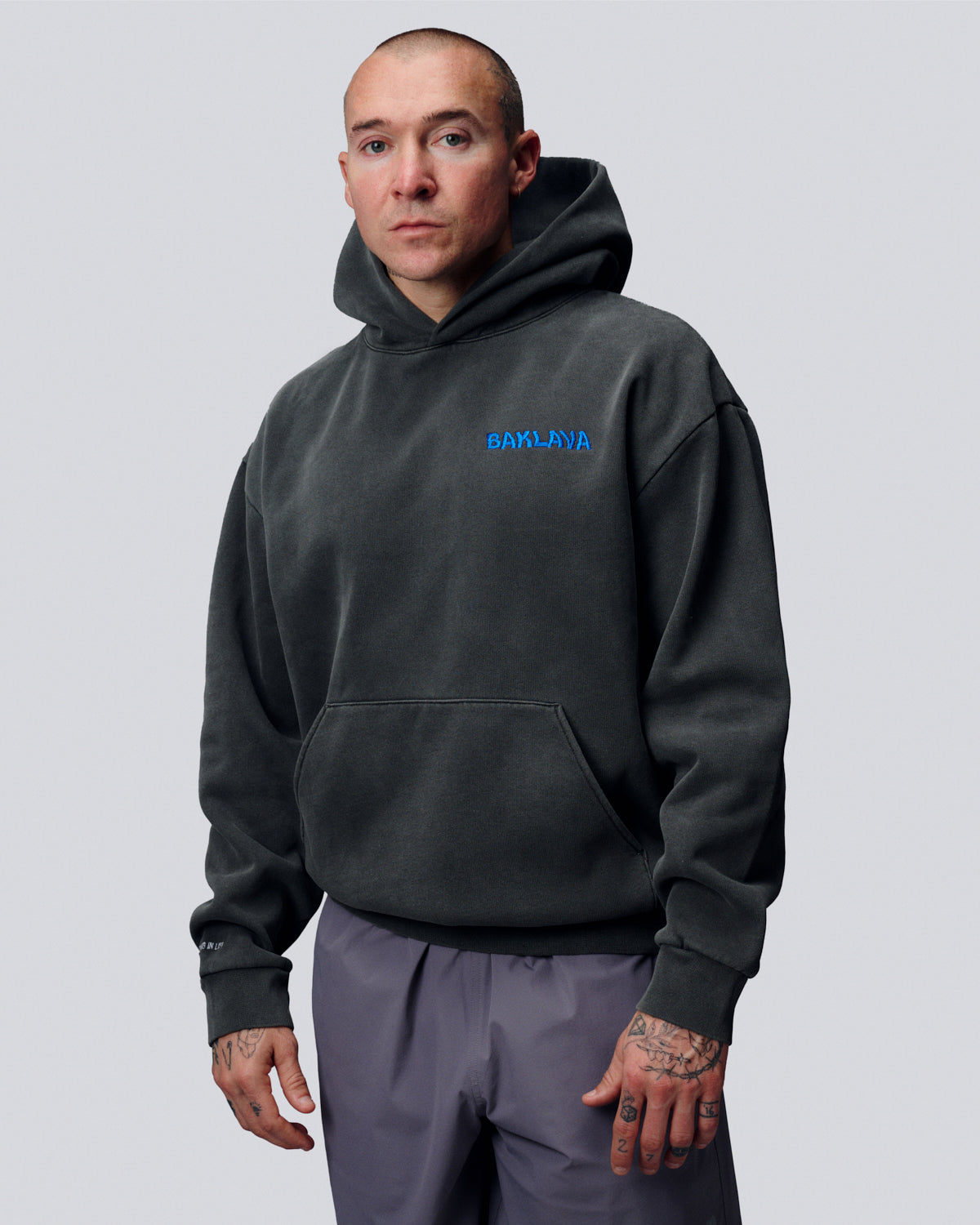 BAKLAVA LOGO HOODIE - WASHED BLACK