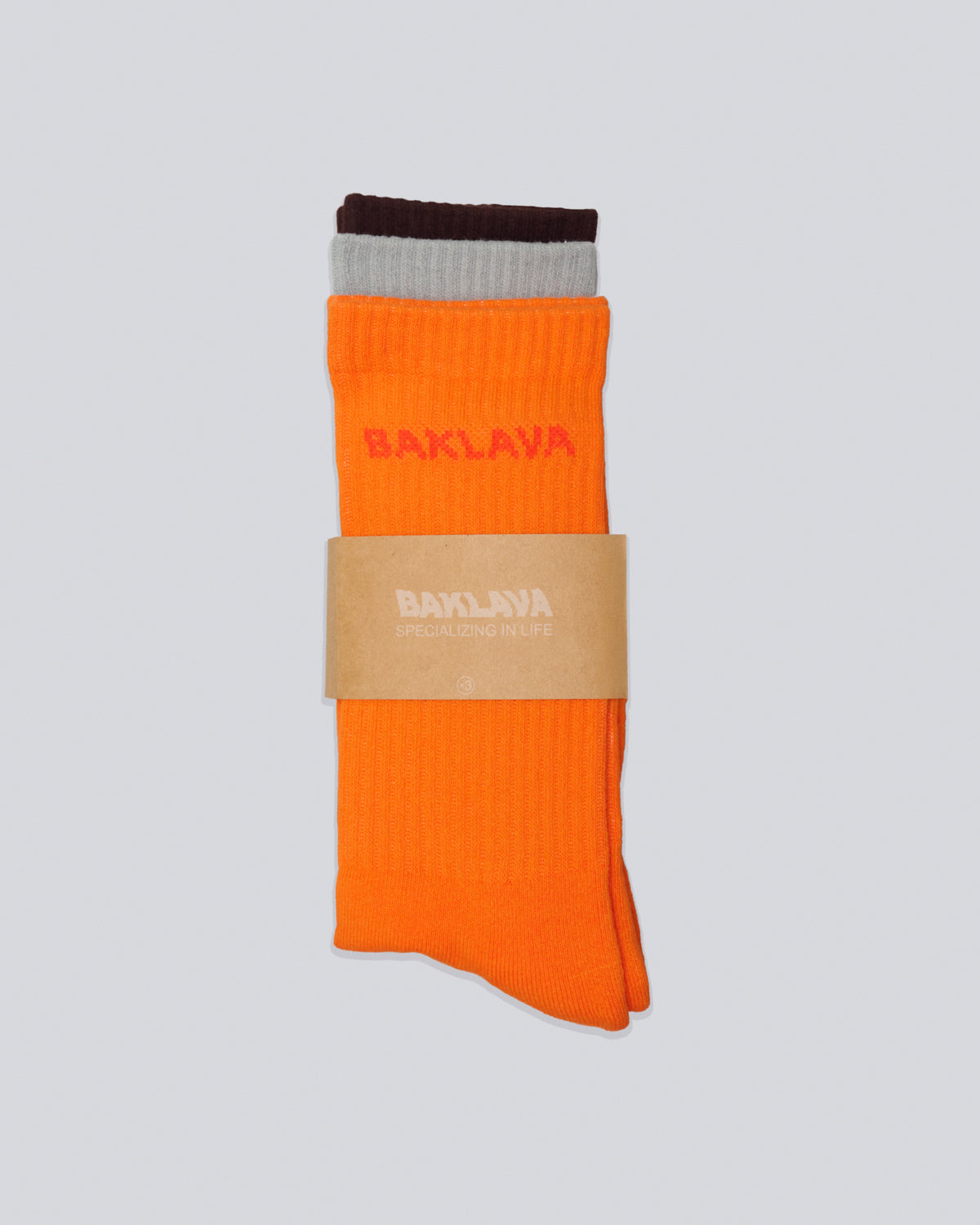 BAKLAVA 3PK SOCK - ORANGE BROWN GREY