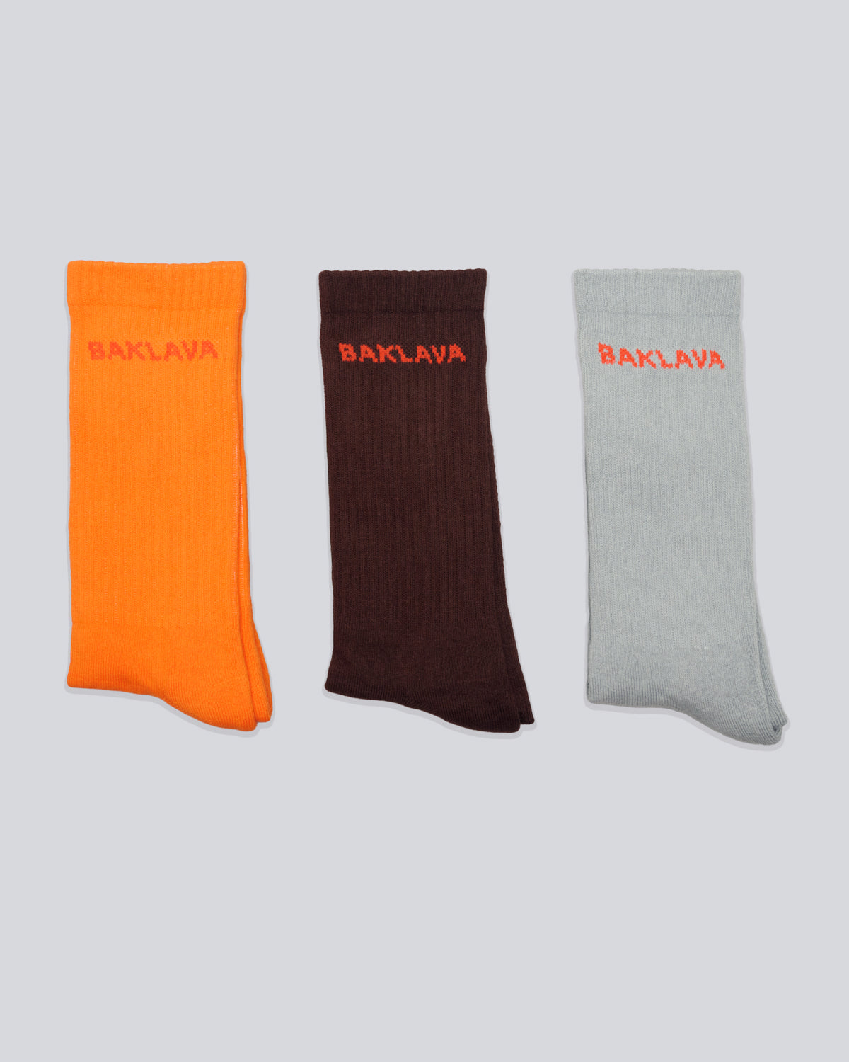 BAKLAVA 3PK SOCK - ORANGE BROWN GREY